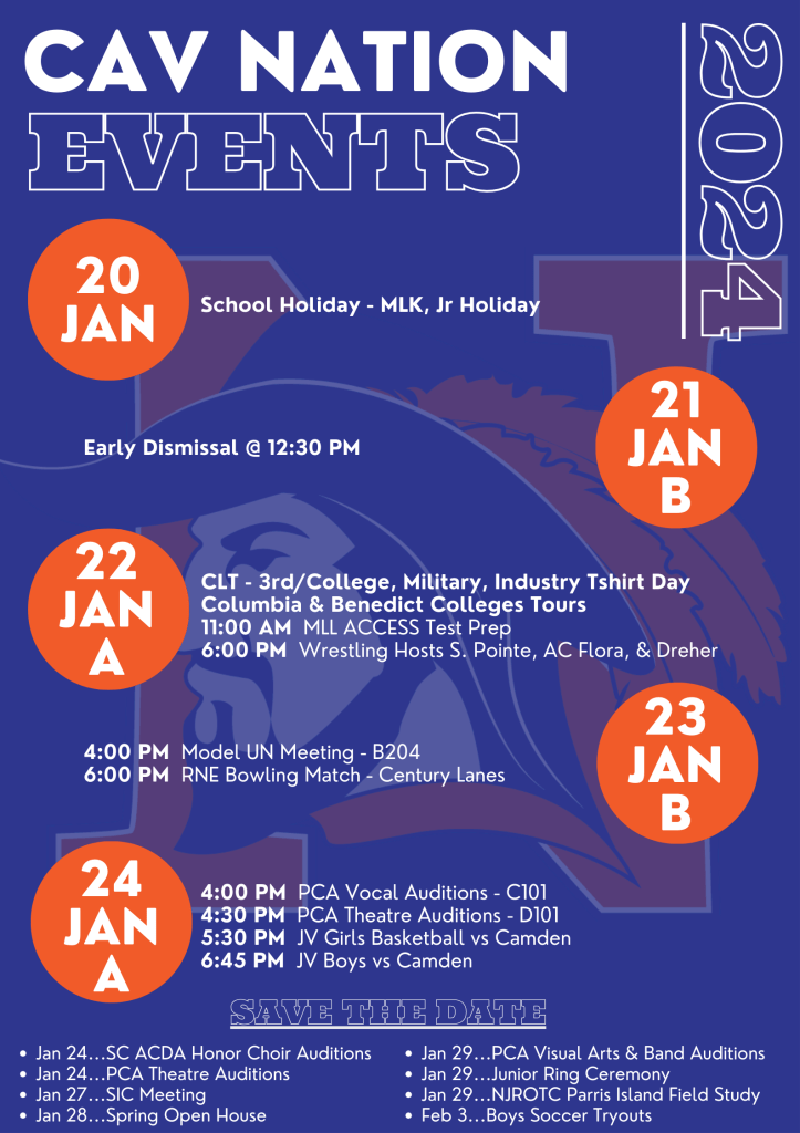 weekly events calendar